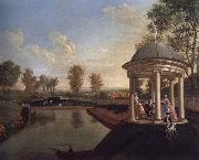 Edward Haytley The Brockman Family and Friends at Beachborough Manor The Temple Pond looking from the Rotunda Spain oil painting artist